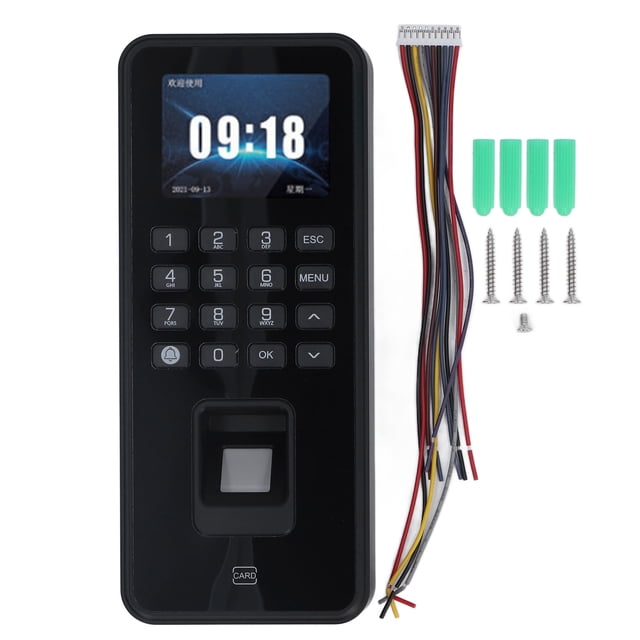 Reloj de tiempo para empleados, tarjeta de identificación con huella dactilar, contraseña, máquina de asistencia, pantalla de 2,4 pulgadas, instrucción de voz para oficina
