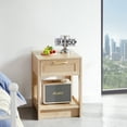 thumbnail image 2 of 15.75" Rattan End table with drawer, Modern nightstand, side table for living room, bedroom,natural, 2 of 8