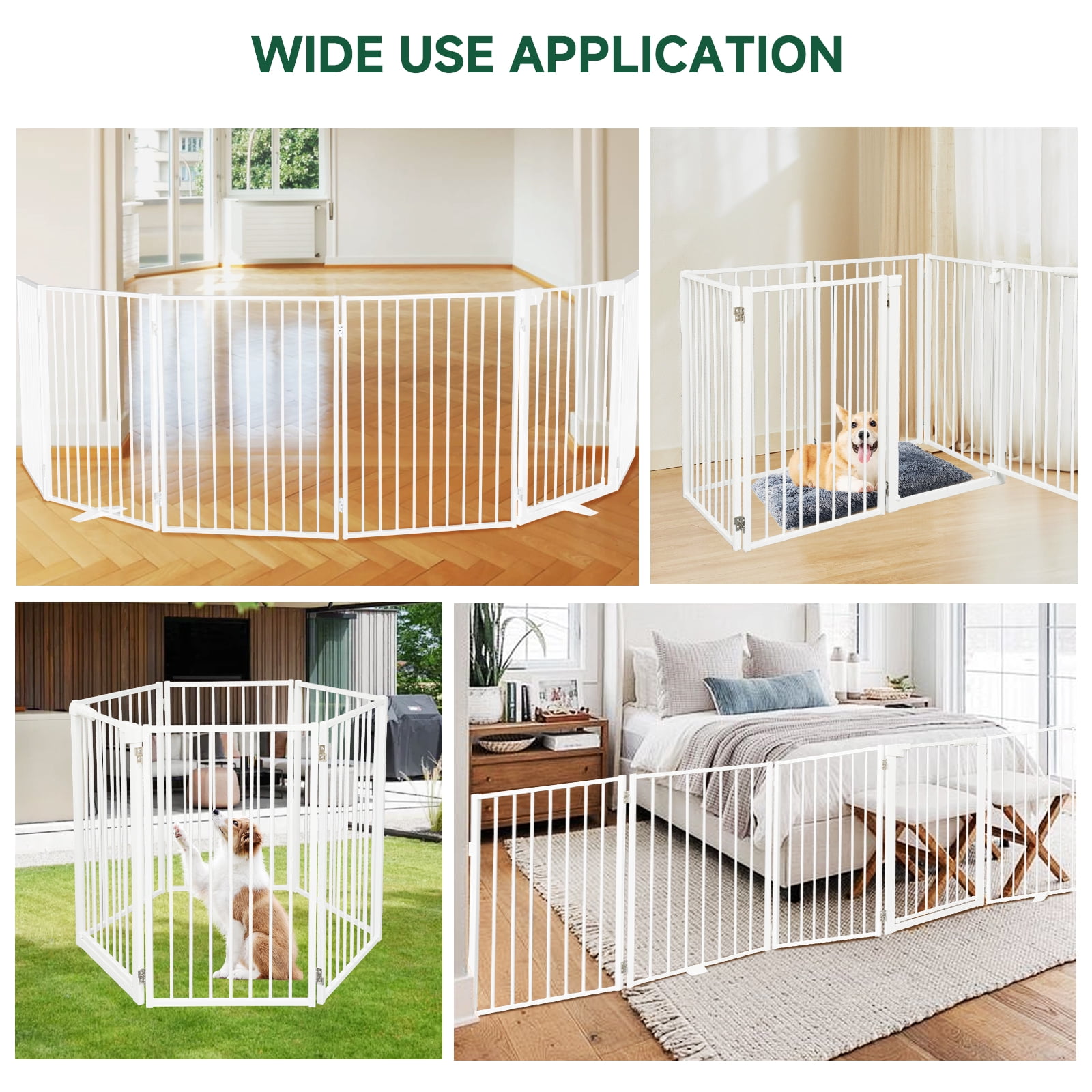 Furggis Pet Playpen, Dog Pen Foldable, Dog Exercise Fence with 6 Panels, 32"H - White