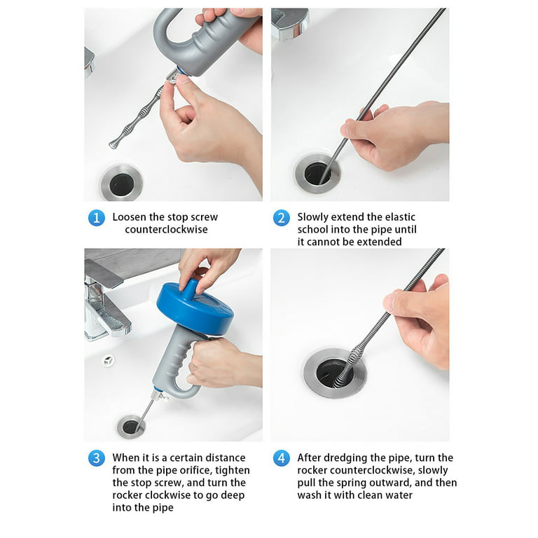 Qepwscx Hair Drain Clog Remover Tool，Drain Cleaner Sticks To Drain Hair Clog  Pipe Snake Sink Hair Remover, Heavy Duty Pipe Snake For Bathtub Bathroom  Sink, Kitchen And Shower Clearance 