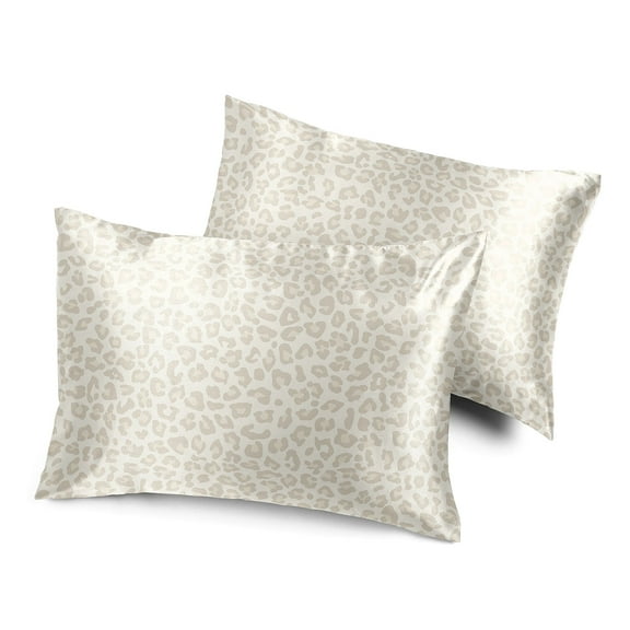 Sweet Jojo Designs Cheetah Ivory Beige Gold Decorative Satin Pillowcases