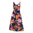 thumbnail image 2 of BLTIBY Summer Dresses for Women Flowy Casual Round Neck Sleeveless Printed Midi Dress Beach Vacation Sundresses with Pockets Navy S, 2 of 3