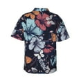 thumbnail image 3 of Balery Flowers ad Butterflies Print Men's Hawaiian Shirts Short Sleeve Beach Shirt Relaxed Fit Vacation Button Down Shirts-Small, 3 of 9