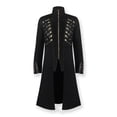 thumbnail image 3 of IYTR Men's Gothic Coat Solid Color Long Sleeve Jacket Zipper Stand-up Collar Medieval Retro Swallowtail Coat Black M, 3 of 5