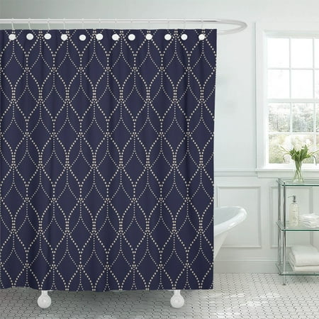 Blue And Gold Shower Curtain PKNMT Abstract Geometric Pattern The Points Gold and Black Blue Polyester Shower Curtain 60x72 inches ()