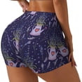 thumbnail image 2 of Sigee Lavender Flowers Print Women's High Waist Workout Shorts - Squat Proof, Tummy Control, Yoga and Gym Activewear-Large, 2 of 9