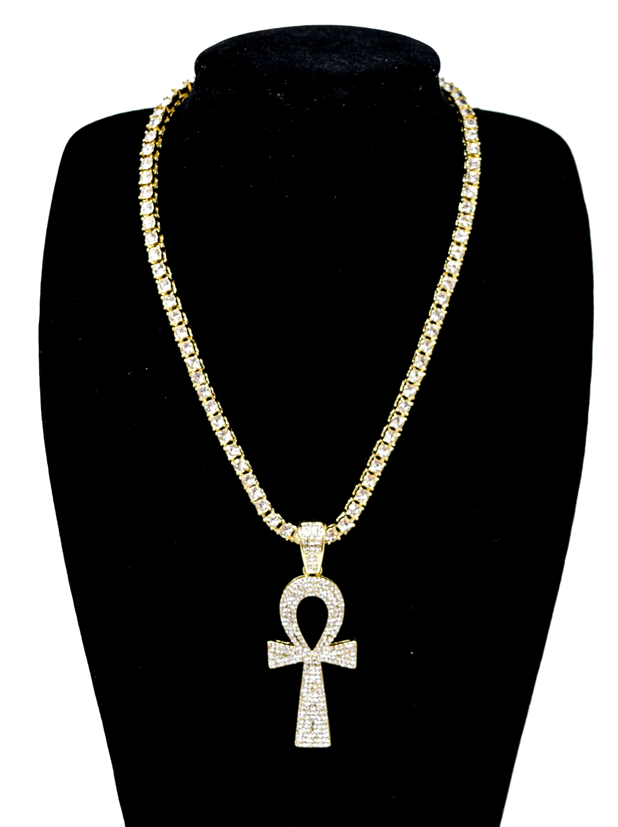 Men's Hip Hop 14K Gold Tone Ankh Cross 