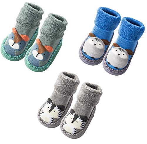 Baby Boy Toddlers Kids Indoor Slippers Shoe Socks Moccasins ANTI SLIP BLUE STEAM TRAIN 