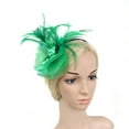 thumbnail image 3 of GUOOL Lady Feather Fascinator Hat Hairband Wedding Costume Green, 3 of 8