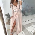 thumbnail image 2 of Women Deep V Neck Dress Slim Beautiful Long Sleeve Club Party Evening Dress For Women Lady New, 2 of 4