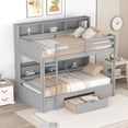 thumbnail image 2 of Twin Size Bunk Bed with Built-in Shelves Beside both Upper and Down Bed and Storage Drawer,Gray, 2 of 5