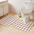 thumbnail image 2 of Brown Checkered Bath Mat 3 Piece Bathroom Rug Set, Farmhouse Buffalo Plaid Non Slip Bath Rug Contour Mat and Toilet Lid Cover, Absorbent Shower Mats Soft Bath Rugs and Mats Sets, 2 of 8