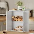 thumbnail image 6 of Corner Bread Box for Kitchen Counter Double Layer Bamboo Bread Storage Container Large Capacity Bread Storage Bin Farmhouse Breadbox Organizer (White), 6 of 16