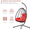 thumbnail image 5 of Red Swing Egg Chair, Hammock Chair, Hanging Chair, Steel Frame and Waterproof Cushion with Steel Stand for Indoor Outdoor Patio Porch Bedroom Wicker Rattan Basket Chair 300LBS Capacity, 5 of 12