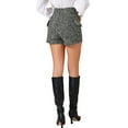 thumbnail image 3 of Women's Plaid Tweed High Waisted Wide Leg Button Decor Elegant Shorts S Black, 3 of 6