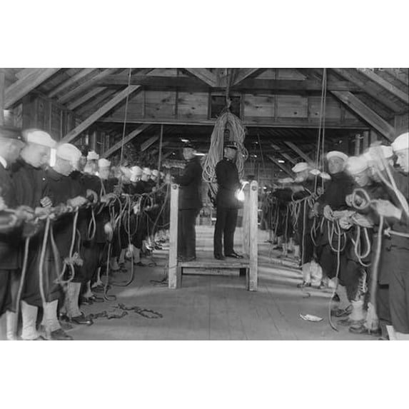 U.S. Navy Seaman learn how to tie knots-Fine art canvas print (20" x 30")