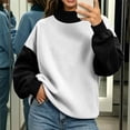 thumbnail image 2 of Women's Color Block Mock Neck Sweatshirt with Raglan Sleeves and Ribbed Cuffs Casual Top, M-2XL, 2 of 8