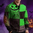 thumbnail image 6 of GrmtClth Halloween Holiday Party Long Sleeve Tops Men Stand Collar Snap Closure Color Block Patchwork Scary Witch Ghost Skeleton Graphic Casual Beach Golf Shirts Light Green XL, 6 of 6