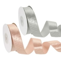 Ribbon, 1.57" x 10 Yards Polyester Sparkle Wired Edge Ribbon, Pink