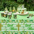 thumbnail image 6 of GROBRO7 Green Bless Party Tablecloths for Baby Shower First Communion Party ,Plastic Waterproof Table Cover, 3 Pcs, 6 of 7