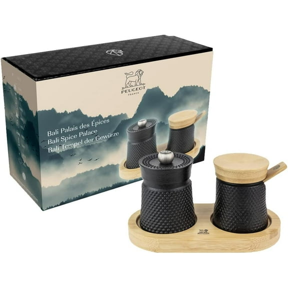 Peugeot Cast Iron Bali Pepper Mill and Salt Cellar Gift Set, 3-Inches