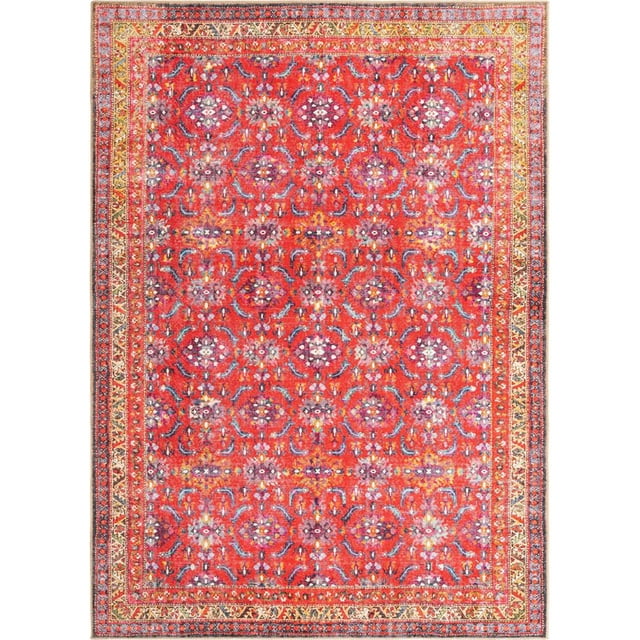 Unique Loom Revival Tapis Floral Vintage 7' 6 x 10' 6 Rectangle Rouge/bleu