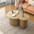 thumbnail image 3 of Nesting Coffee Table Set of 2, Wooden Round Coffee Table, Modern Circle Side Table, Accent End Side Table for Living Room, Office, Balcony, 3 of 8