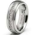 thumbnail image 2 of Metal Masters 1.10 Ct. Moissanite Mens Wedding Band Engagement Ring Step Edge 9 Princess Channel-Set 7MM, 2 of 6