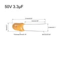 thumbnail image 2 of 3.3uF Tantalum Capacitor 50V 2 Pin Yellow Radial Dipped Tantalum Bead Capacitors 5pcs, 2 of 3