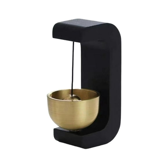 Inteprter Campana de timbre de puerta con succión, timbre de viento magnético de latón para puertas tipo C que no se deforman ni se enmohecen Decoración del hogar negro