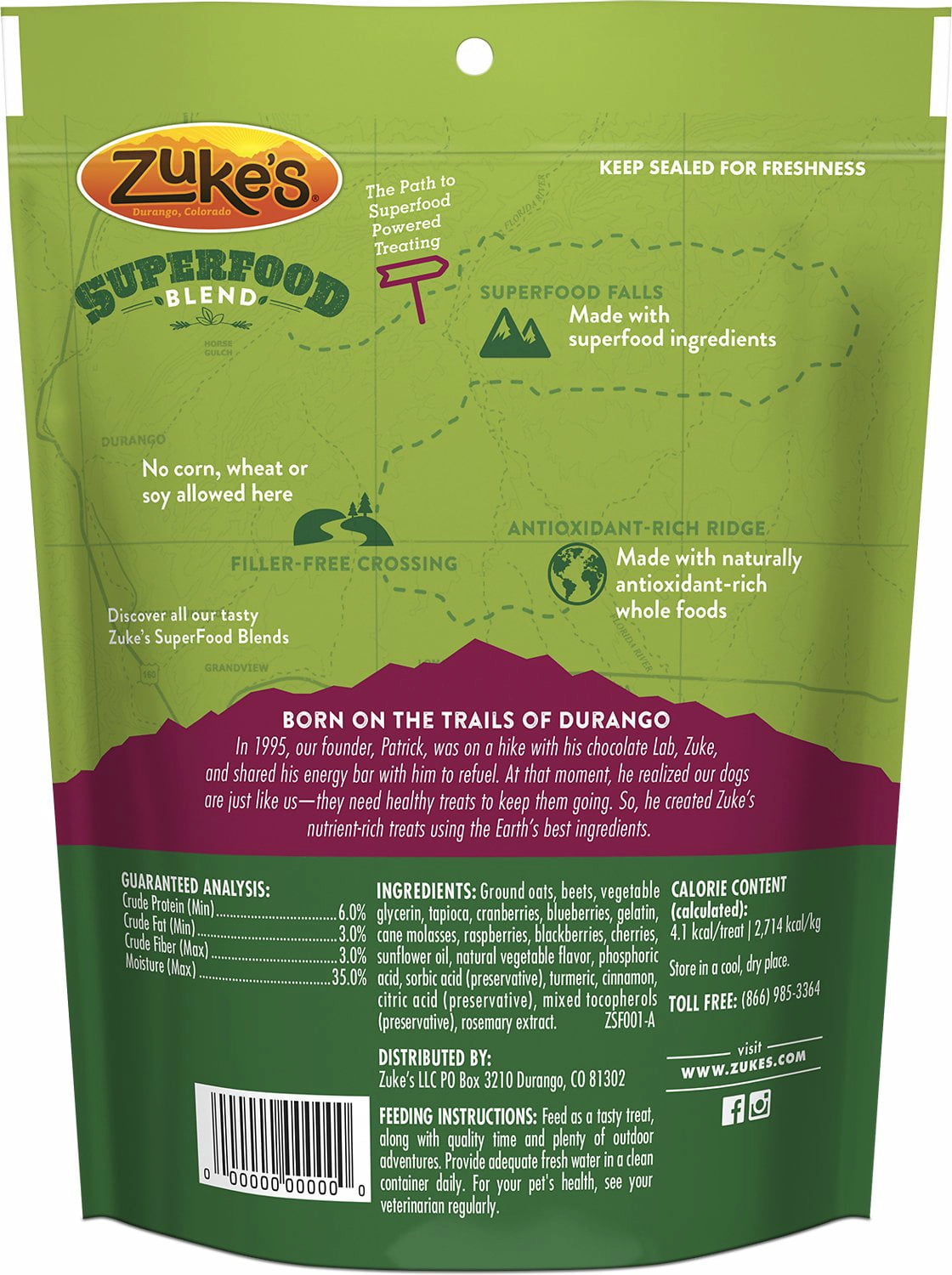 Zuke's Super Berry Superfood Berry Blend Dog Treats, 6 Oz