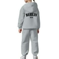 thumbnail image 5 of Kids Sweatsuit Set for Girls,2PC Long Sleeve Letter Printed Basic Hoodie Jogger Set Warm Fall Winter Clothes Girls Set 4-5 Years, 5 of 7