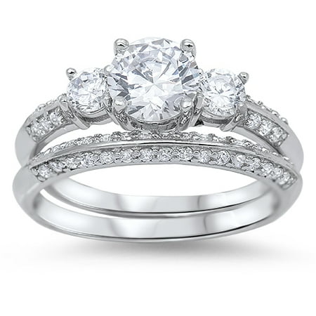 Royal Design 925 Sterling Silver Wedding Ring Sets Walmart Com