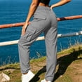 thumbnail image 4 of KIHOUT Womens Multi Pocket Cargo Pants High Waisted Straight Leg Solid Color Casual Hiking Pants with Flap Pockets Outdoor Trouser Slim Fit, 4 of 5