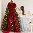 thumbnail image 6 of Velvet Christmas Tree Bow, Oversized Burgundy Bow with Long Tails, 15.75 x 62.99 in, Large Wedding Backdrop for Holiday & Luxury Decor, 6 of 11