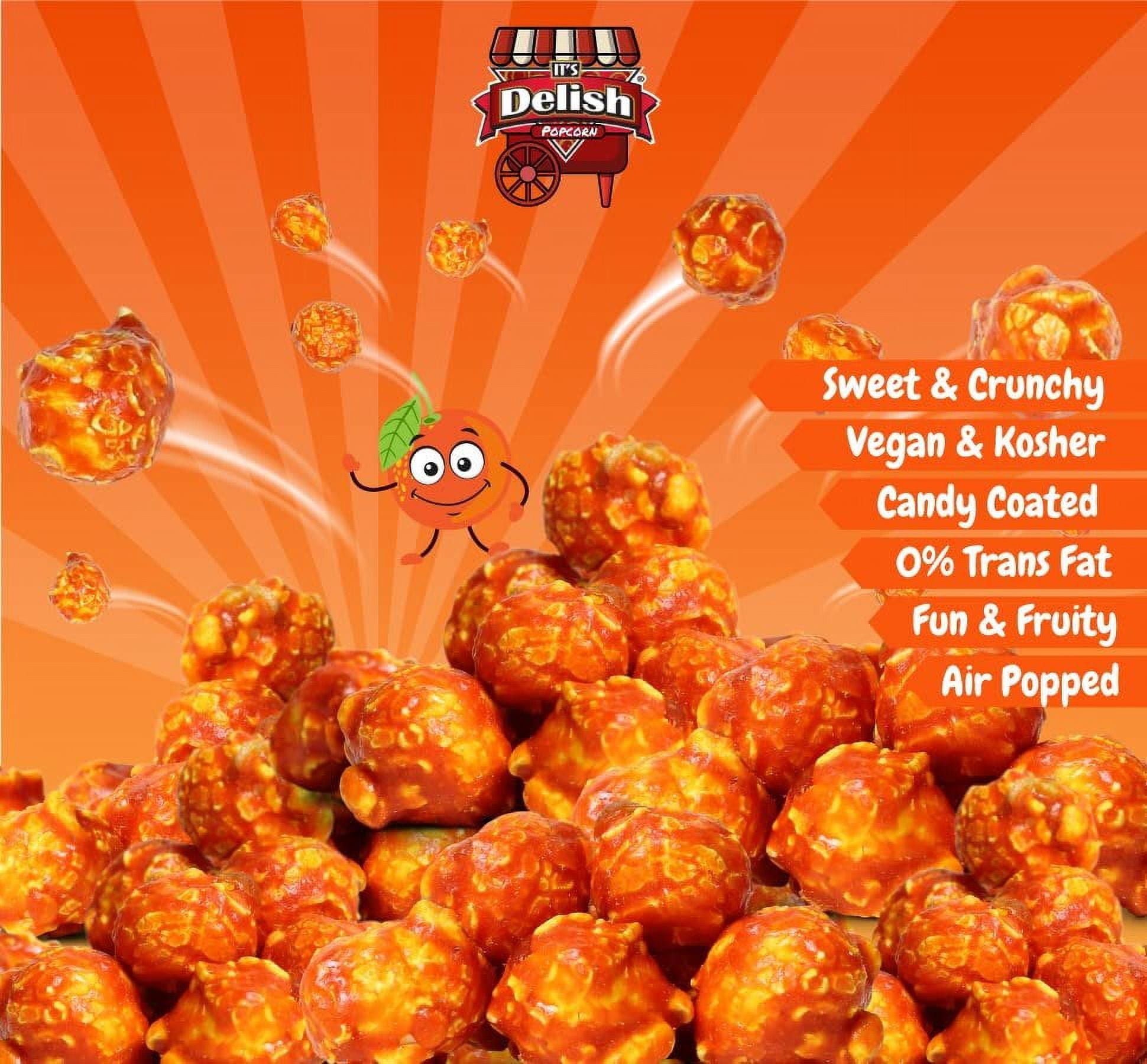 Gourmet Orange Flavored Popcorn by It's Delish  1 lb Bulk Bag  Air Popped Pop Corn Snack - Fruity Orange Themed Candy Confetti  Birthday Party, Events  Gluten Free, Vegan, Kosher