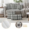 thumbnail image 3 of Sage Green Black Plaid Outdoor Pillow Covers, Waterproof Decorative Throw Pillowcases Set of 2, Farmhouse Green Black Checkered Couch Cushion Cases with Zipper for Outside Patio Garden Sofa 20"x12", 3 of 9