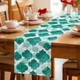 thumbnail image 5 of Green Geometric Moroccan Table Runner 72 Inches, Abstract Art Teal Ombre Modern Bed Runner Dresser Scarves Tabletop for Indoor Outdoor Parties/Ceremony/Banquet, 14" x 72", 5 of 8