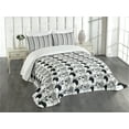 thumbnail image 3 of Ambesonne Cat Quilted Bedspread Set 3 Pcs, Doodle Characters, King Size, Black White, 3 of 5