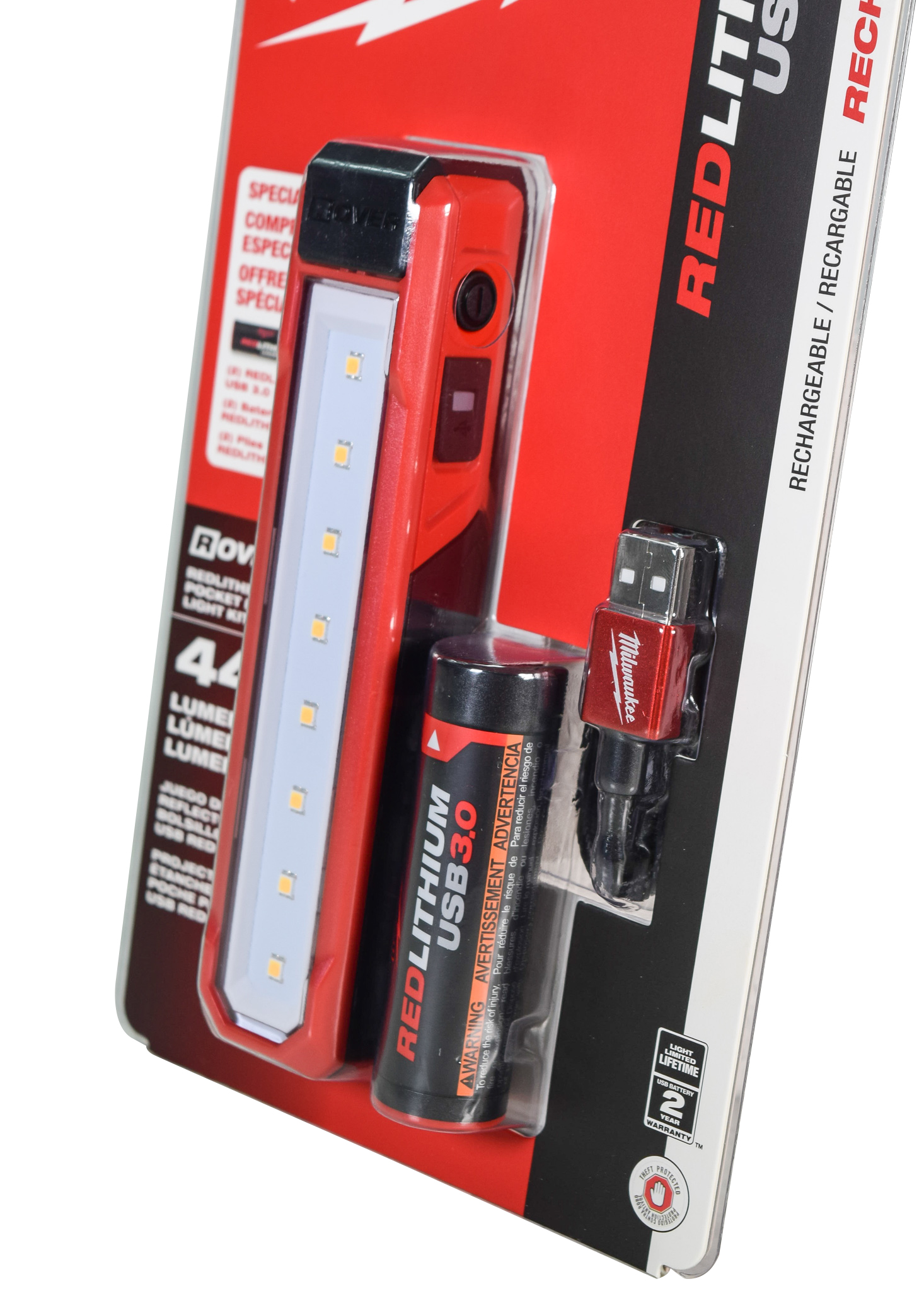 Milwaukee 2112-22H 445 Lumens LED USB Rover Pocket Flood Light Kit with (2)  USB 3.0 Ah Batteries