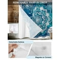 thumbnail image 3 of No Hook Cloth Fabric Shower Curtain with Snap in Liner, Turquoise Boho Waterproof Shower Curtains Set with See Through Top Window, Ethnic Country Abstract Floral Aesthetic Bath Curtains 36"x78", 3 of 6