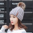 thumbnail image 4 of Yuanlong Womens Pompom Beanie Hat Lined Cable Knit Winter Warm Skull Cap Soft Stretchy Casual Outdoor Headwear, 4 of 5