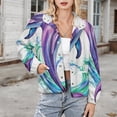 thumbnail image 3 of Jackets for Women Winter Coat Jackets Flannel Stand Collar Jacket(Colorful Dolphin Splash Art,Size:S-4XL), 3 of 7
