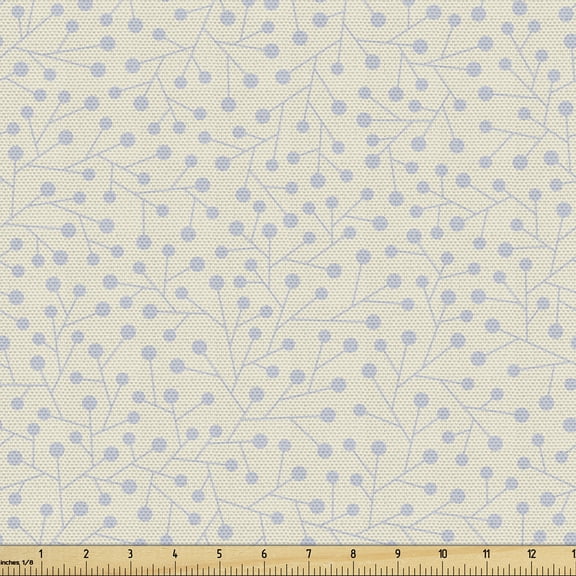 Ivory Blue Fabric by the Yard, Lines Circles Pattern Abstract Ornamental Motifs Floral Inspirations, Decorative Upholstery Fabric for Sofas Home Accents, 2 Yards, Bluegrey Ivory by Ambesonne