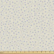 Ivory Blue Fabric by the Yard, Lines Circles Pattern Abstract Ornamental Motifs Floral Inspirations, Decorative Upholstery Fabric for Sofas Home Accents, 2 Yards, Bluegrey Ivory by Ambesonne