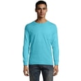 thumbnail image 1 of Hanes Mens ComfortWash Garment Dyed Long Sleeve Pocket Tee, M, Freshwater, 1 of 5