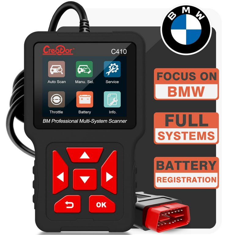 Creator C410 OBD2 Scanner for BMW Mini EPB ABS SRS DPF Oil Reset CBS Reset  Battery Registration Full Systems OBDII Fault Code Reader Diagnostic Scan