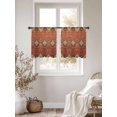 thumbnail image 5 of Brown Red Semi Sheer Window Curtains 45 Inches Long, Vintage Boho Ethnic Geometric Abstract Art Rod Pocket Voile Silky Chiffon Curtain Light Filtering Drapes for Living Room, 52"x45", 2 Panels, 5 of 9
