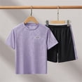 thumbnail image 2 of IVEYRTF Kids Athletic Set Sleeveless Top Quick Dry Design Sports Training Outdoor Activities Comfort Fit Active Wear Outfit(Purple#2,9-10 Years), 2 of 9