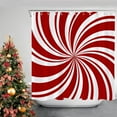 thumbnail image 5 of Red Swirl Christmas Shower Curtain Sweet Candy Cane Double Swirl Red and White Bathroom Shower Curtains for Bathtub Decoration with Hooks 72x72 Inch, 5 of 6